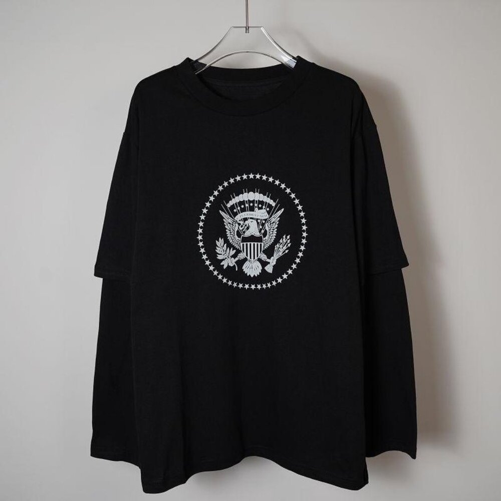 American Presidential Seal Inspired Black Long Sleeve T Shirt